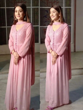 Rose Gold Chikankari Anarkali Set (Set of 3)